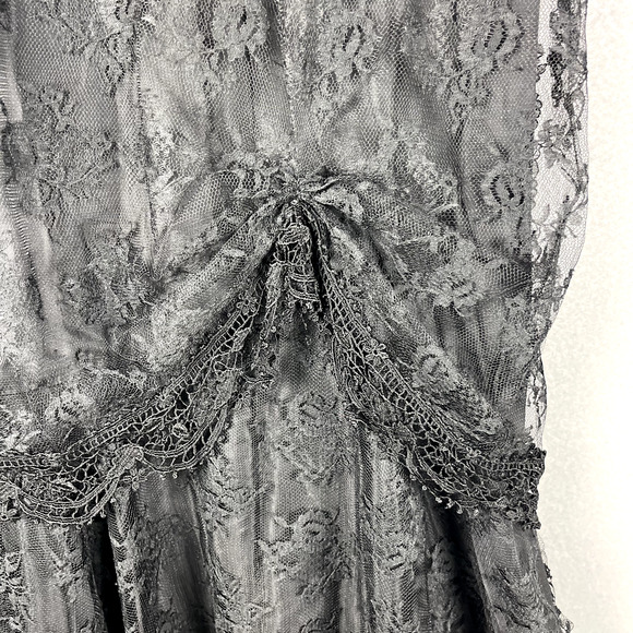Vintage Witchy Whimsigoth Dress Womens 14 Black Lace Floral Goth Barbara Chodos - Picture 4 of 16